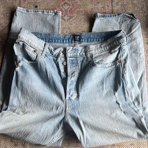 Gap mom jeans size 14/32. Medium wash. Light distressing